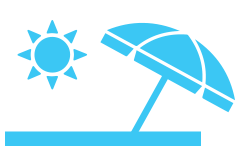 umbrella and sun icon