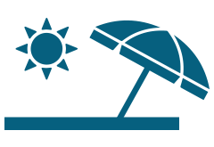 umbrella and sun icon